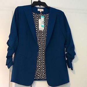 NWT ruched-sleeve 2/3 sleeve open blazer jacket